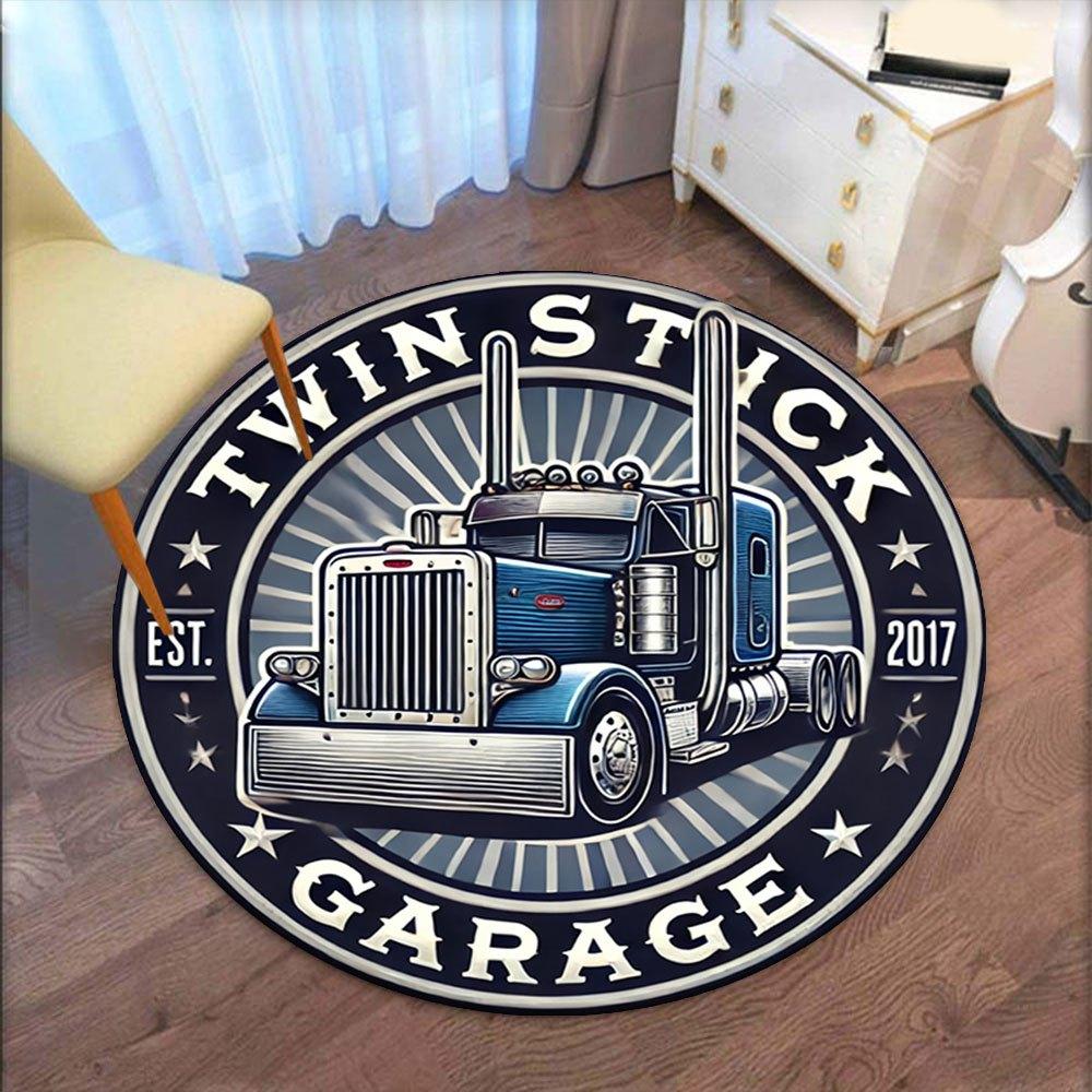 Twinstack Garage: Classic Truck Emblem StickerRound Non-Slip chair mat chair carpet for office Rugs for Office Decor Gift For Valentine's Day Mother's
