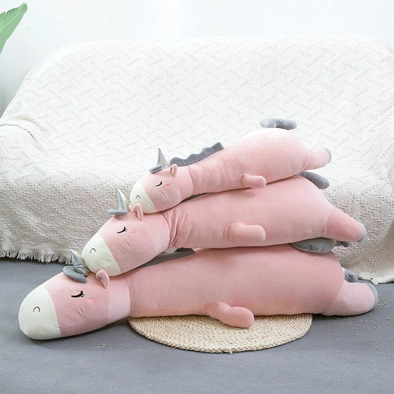 Giant Soft Toy Unicorn Stuffed Silver Horn Unicorn High Quality Sleeping Pillow Animal Bed Decor Cushion Throw Pillow