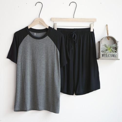 Modalové letní pyžamo pro muže, tenký sekce, volné krátké rukávy, kraťasy, které lze nosit venku, sportovní, domácí, servisní oblek, pánské pyžamo