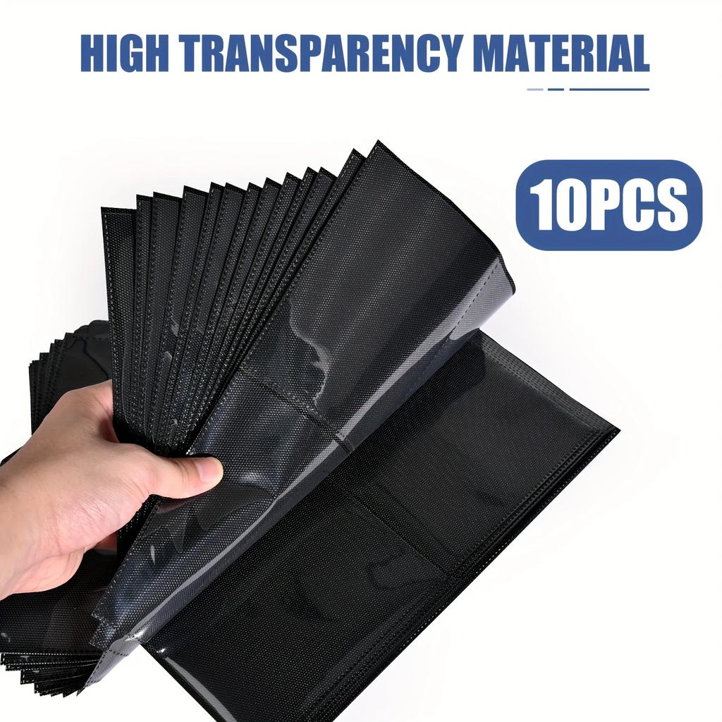 Four-pocket black card sleeve pages, 3-hole double-sided, fits for postcards, photo cards, etc