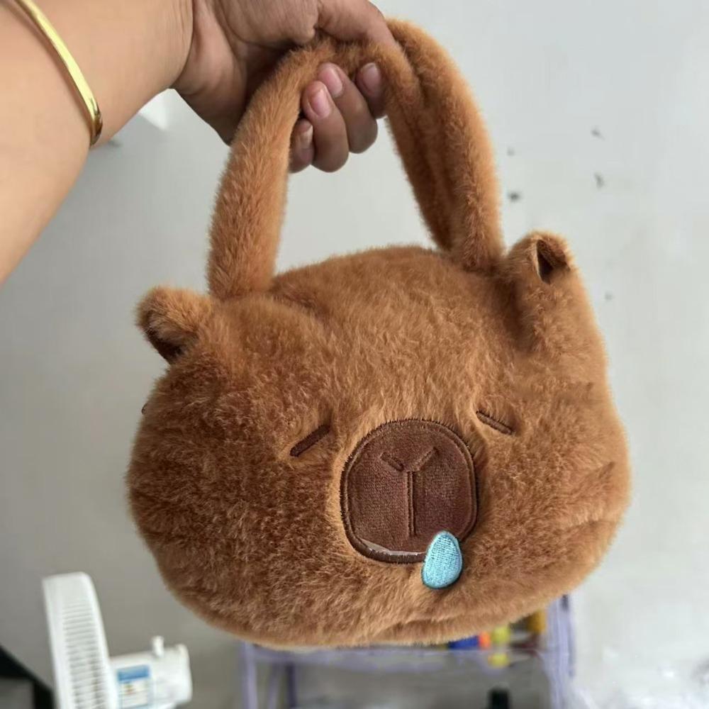 

Large Capacity Capybara Plush Handbag Tote Bag Cartoon Crossbody Bag Unisex