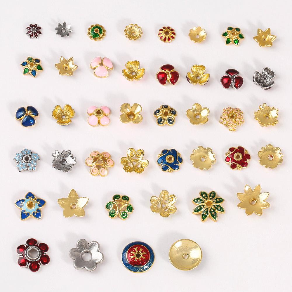 20 Stück/Los Emaille Blumenperlenkappen Für Schmuckherstellung Zubehör Ethnische Vintage Accessoires DIY Armbänder Fußkettchen Bohemian Materialien