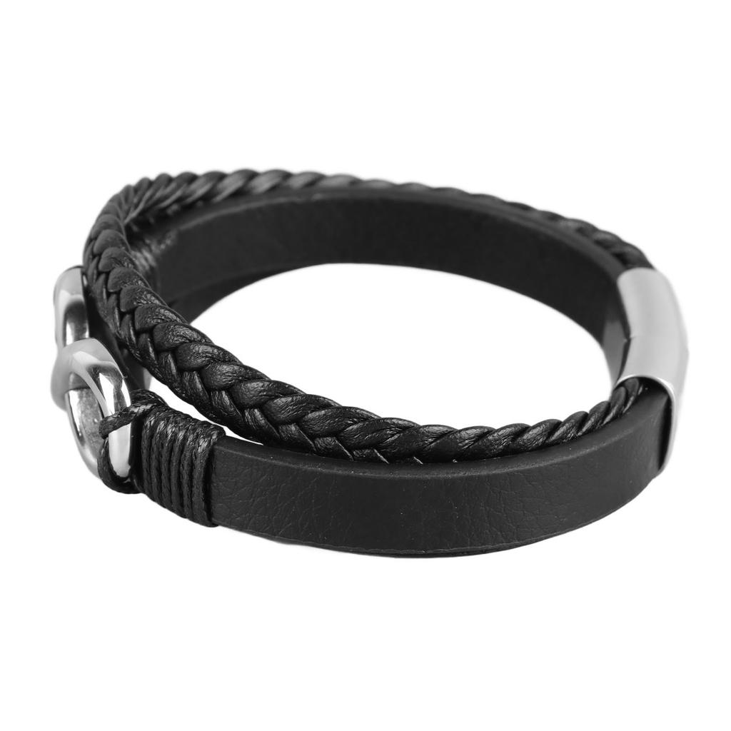 Triple Magnetic Buckle Hand Bracelet Infinity Number Shape Hip Hop Twist Woven Bracelet Hand Ornament Steel Color