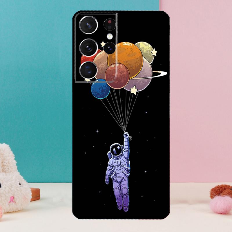 Cartoon Space Astronaut Phone Case For Samsung Galaxy S25 S23 S22 S21 Ultra S9 S10 S20 Plus S24 FE Funda Cover Shell