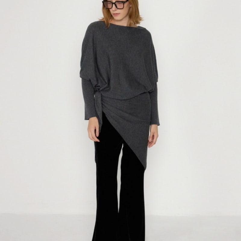 LA KOSMO FLOW KNIT SCARF - GRAY