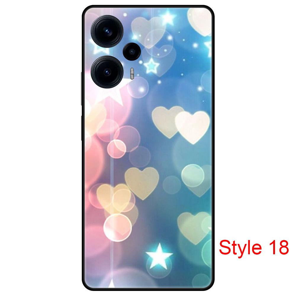 

Черный чехол для Poco F5 Pro PocoF5, милая задняя крышка с мультяшным рисунком на Poco F5, силиконовая противоскользящая противоударная сумка с полной защитой Poco F5 Pro 5G разноцветный