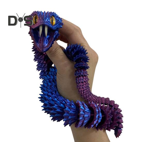 

Игрушка-змея, напечатанная на 3D-принтере, шарнирная змея с открывающейся пастью и выдвижными зубами, гибкая игрушка-змея для взрослых и детей 30 синий/красный