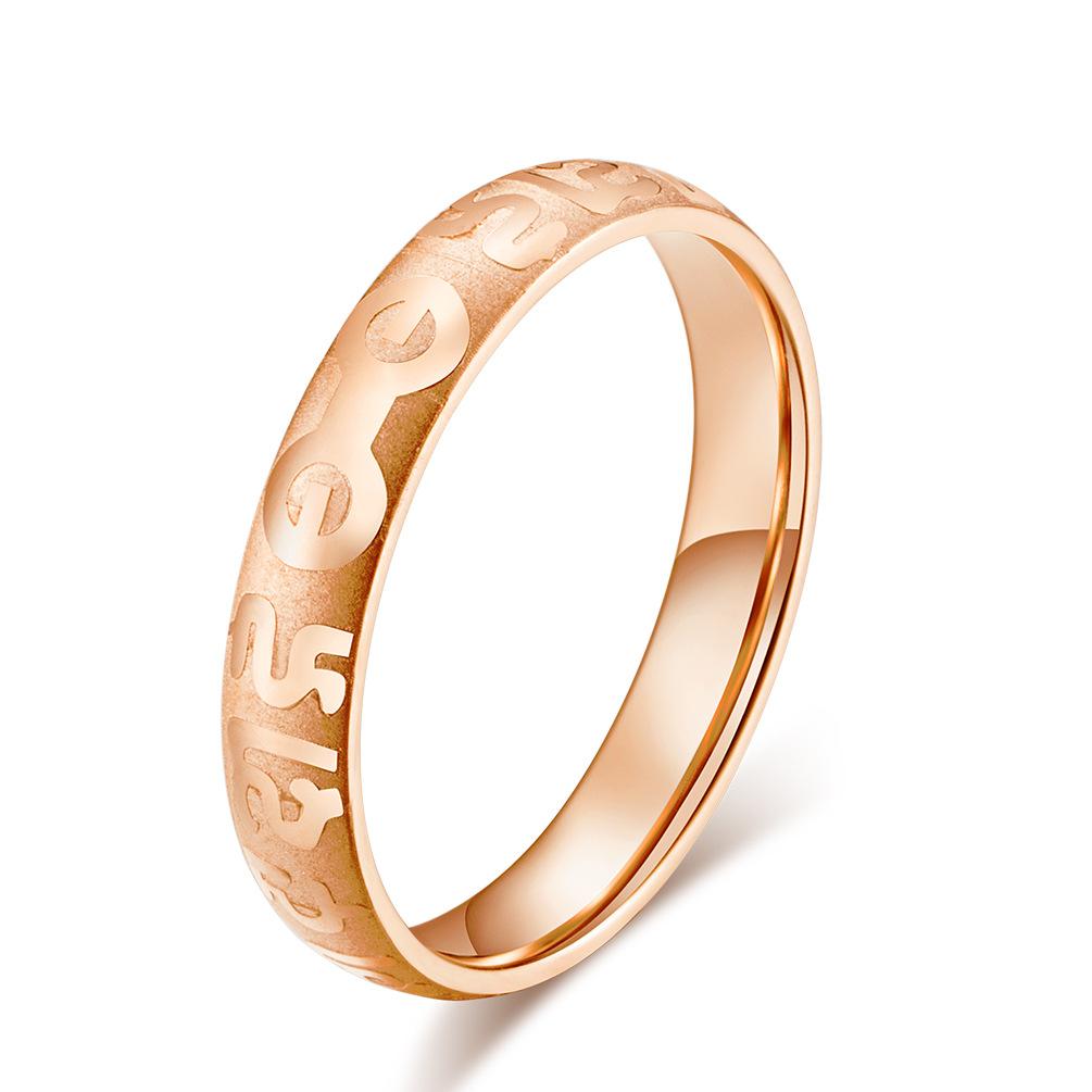 

Парное кольцо из нержавеющей стали с шестислоговой мантрой, простое и модное женское кольцо на мизинец из розового золота 11#