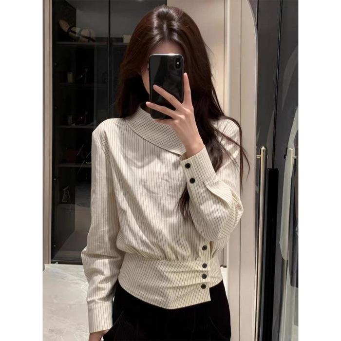 Korean Striped Stylish Shirt - This Year s Trendy Women s Top Large