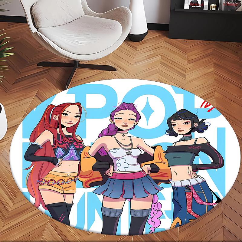 Huntrix (103) Round Office Rug Decorative Floor Rug for Office Bedroom Living Room and Home Space