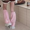 Elegant Ruffle Lace Trimmed Leg Sleeves Fleece Plush Cold Weather Essential Leg Warmers For Women's Fashion Long Socks