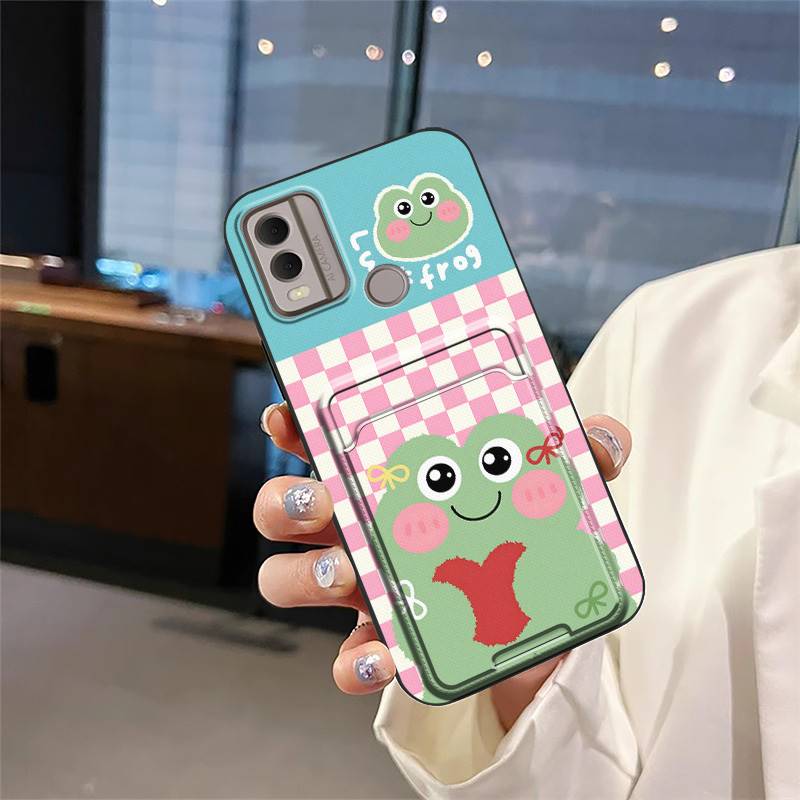Full wrap Anti-dust Phone Case For Nokia C22 Silicone Dirt-resistant Cute Cartoon Card sleeve Cover TPU Card slot
