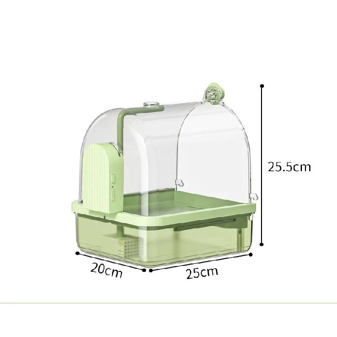 Bain d'oiseaux suspendu transparent circulation d'eau automatique bain douche pour oiseaux facile à nettoyer design peu encombrant accessoire de cage à oiseaux