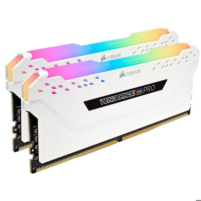 Corsair Mémoire de Bureau Vengeance RGB Pro 32 Go (2x16 Go) DDR4 3200 (PC4-25600) C16 - Blanche - CMW32GX4M2E3200C16W