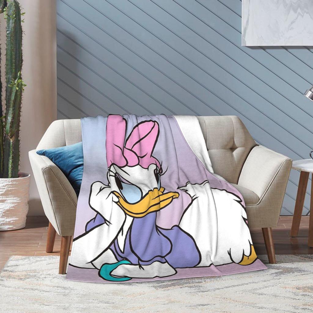 Funny Cute Daisy Duck Blanket Multiple Sizes Warm Cozy Fluffy Throw Blankets for Sofa Couch and Bed
