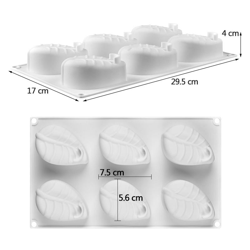 Leaf Shape Silicone Soap Mold 6 Cavities Chocolate Cake Mould Round Handmade Soap Candle Making Molds