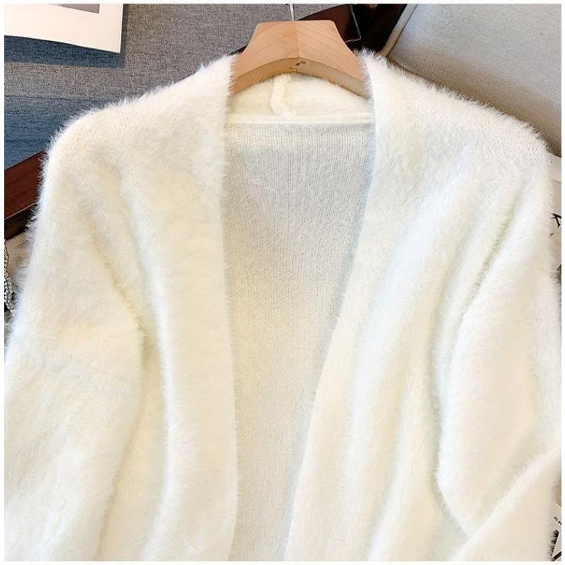 Long 2025 Cardigan Jacket New Autumn Winter Fluff Loose Slimming Mink Thickened Sweater