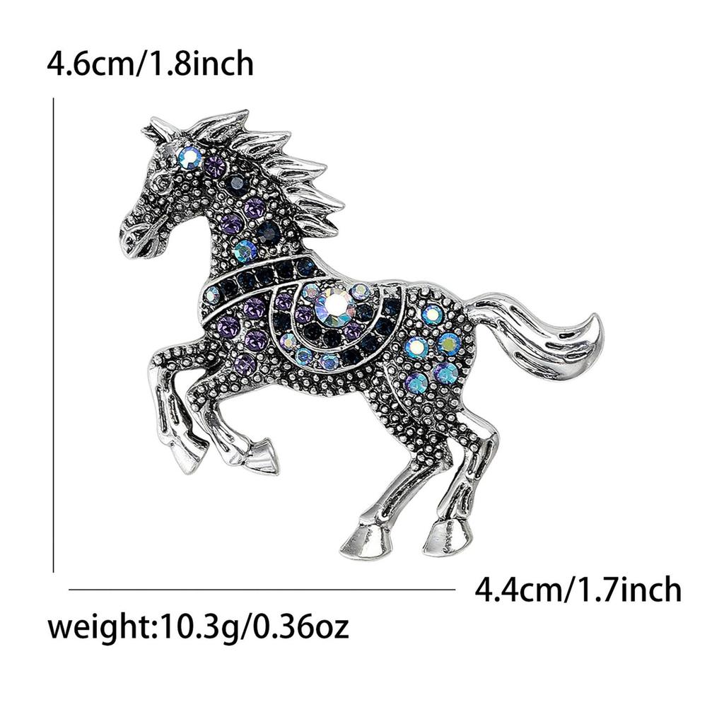 Rhinestone Horse Brooch for Women Zodiac Animal Lapel Pins Casual Party Accessories New Year Gifts