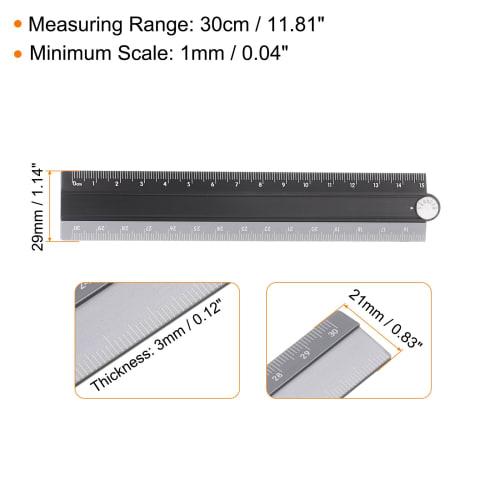 uxcell 30cm Folding Aluminum Alloy Ruler with Angle Line for Measuring Length and Angle, Metric, for Study, Classroom, Architectural Design, and Offic