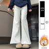 Douyin Women’s Winter Fleece-Lined Micro Flare Sweatpants - 2024 High Waist Slimming Wide Leg Horseshoe Pants