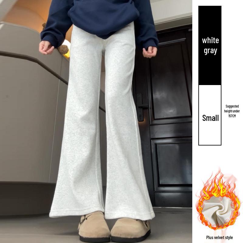 Douyin Women’s Winter Fleece-Lined Micro Flare Sweatpants - 2024 High Waist Slimming Wide Leg Horseshoe Pants