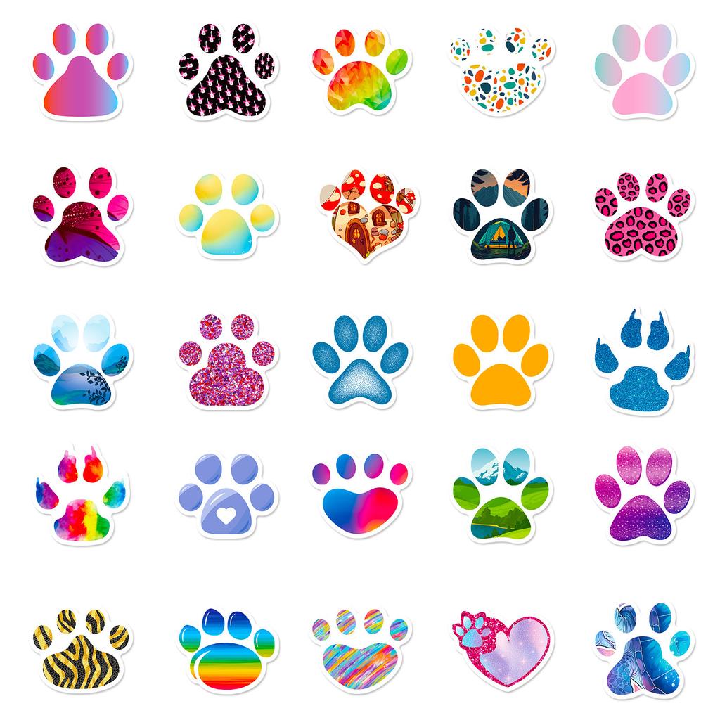 50 Fun Paw Prints Stickers Animal Dog Cat Paws Personality Fashion Animal Footprints Paw Prints Art Stickers