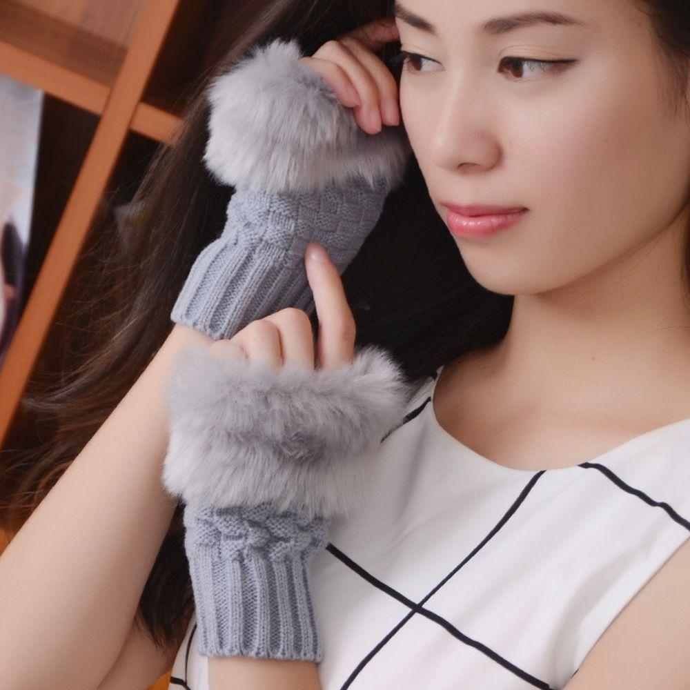 Fingerless Gloves Gloves Knitted Gloves Female Gloves Half-finger Gloves Winter Gloves серый