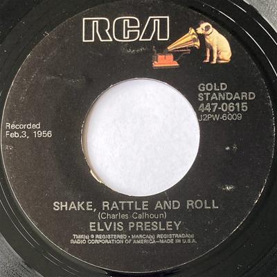 7inch Record ELVIS PRESLEY - Shake, Rattle And Roll / Lawdy, Mis 4470615 RCA 1977 UK Rock Used