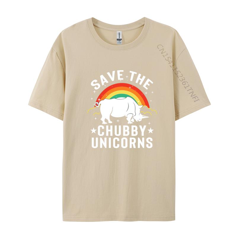 Save The Chubby Unicorns Rhino Rainbow TShirt Party Fitness Tight T Shirt Prevailing White Graphic Tee