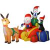 Babbo Natale Gonfiabile con Slitta, Pinguini e Renne, Luci LED, Decorazione Natalizia per Esterno e Interno 180x120x155 cm