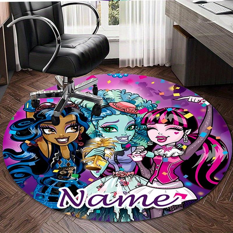 Personalized M-Monster High Draculaura Round Chair Office Rug - Perfect for Mat, Office Chair & More - Ideal Gift for Birthdays and Holidays