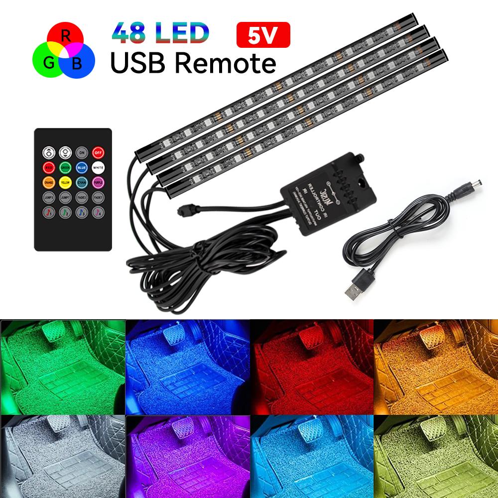 Universal Car RGB Ambient Lights LED Strip Interior Atmosphere Lamps Decorative Off Road 4x4 SUV Automobile Accessories