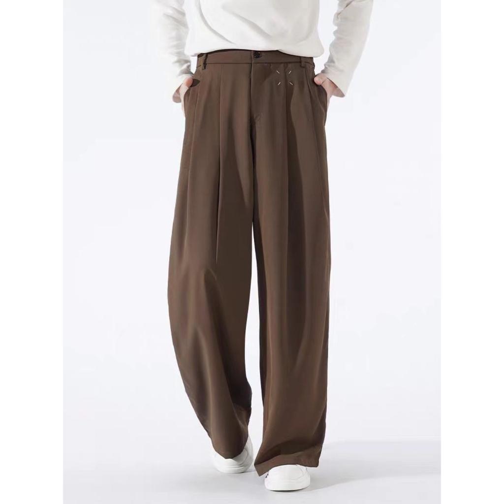 Men's Wide,leg Dress Pants, High,waisted, Draped Casual Pants