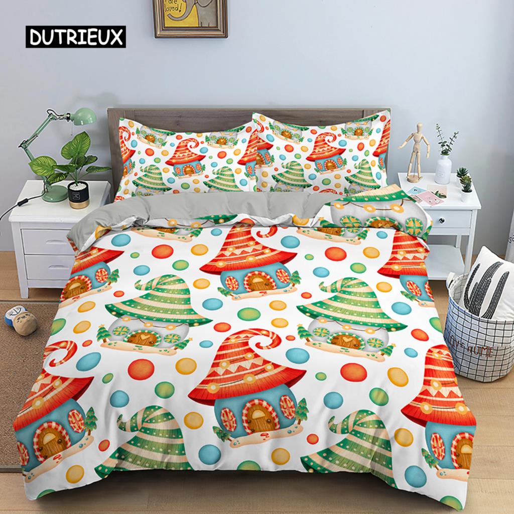 Weihnachts-Bettwäsche-Set 3D-Druck Weihnachtsmann Bettbezug-Set King Queen Einzel-Doppelgröße Kinder Polyester-Bettwäsche-Set ohne Bettlaken