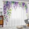 Purple Wisteria Curtains Hd Print Polyester Pocket Rod Living Room Bedroom Dining Curtain Light Filtering For Great Made Of Machine Washable