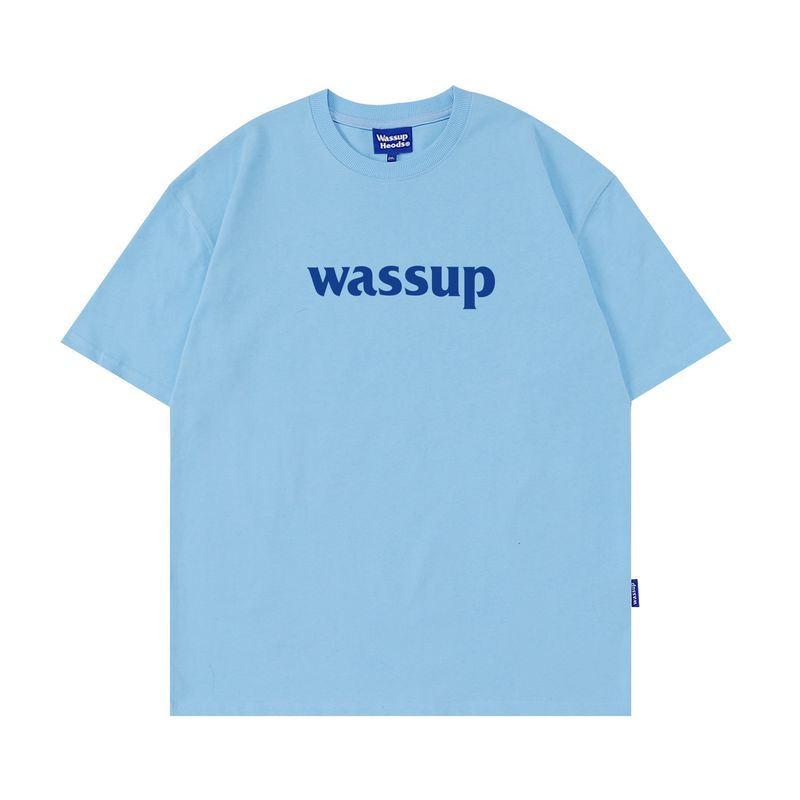 Wassup Heods Letter Logo Trendy Brand Short-Sleeved T-Shirt for Men and Women, Summer Loose and Versatile Tee, Couple's T-Shirt