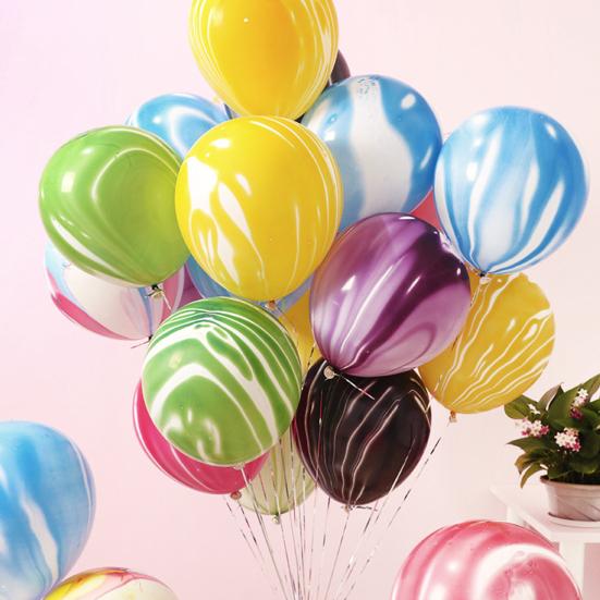 10Pcs/Set 10-inch Party Balloon Marble Agate Pattern Leakproof Anti-burst Thicker Strong Wedding Party Decor Latex Balloon Party Supplies