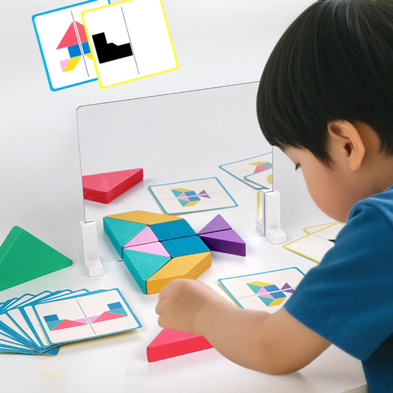 

Tangram Puzzle Shape Toy Boys Girls Challenge IQ Stem Learning Wood Interactive Play Brain