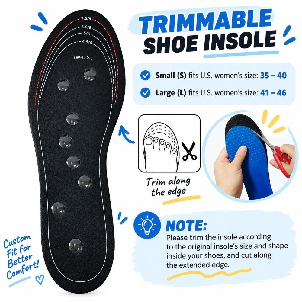 1 Pair Cuttable Shoe Insole EVA Cushioning Magnetic Massage Insole Shoe Insert  Men's Women's Shoes