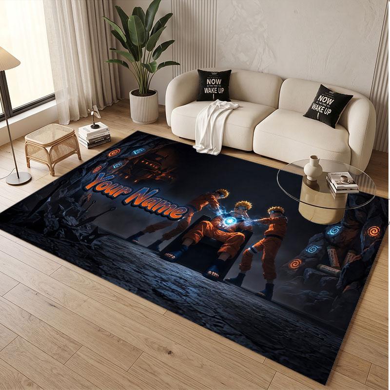 Custom Name Crystal Velvet Rug,Naruto Comfortable Anti Slip Floor Mat For Room Decoration