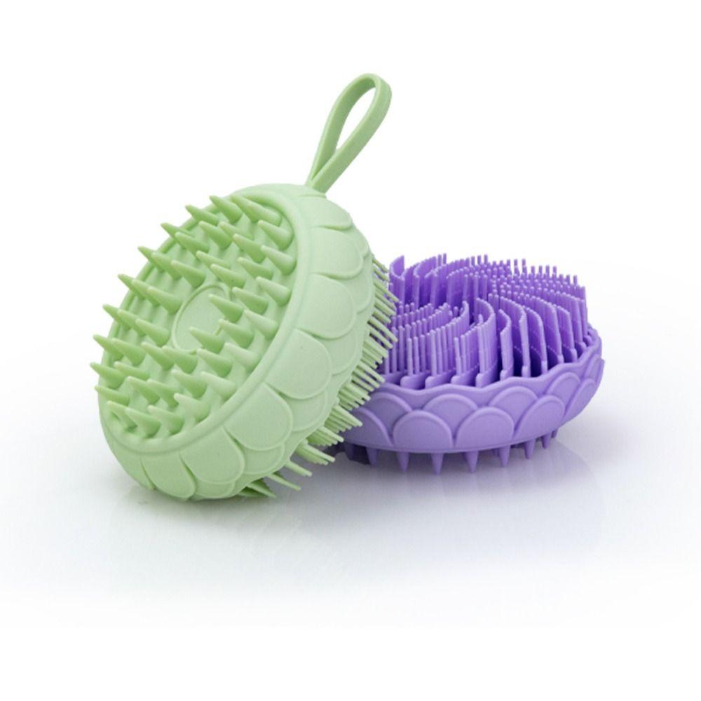 Lotus Shape Silicone Shampoo Brush Double Side Shower Brush Soft Bath Scalp Massage Brush  Spa