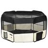 Puppy Playpen Foldable Mesh Cover Dog Playpen Breathable Mesh diameter 120 x 58H cm Black+Cream White