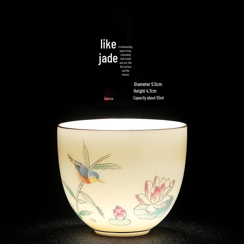 Sheep Fat Jade Porcelain Teacup: Chinese Ceramic Master Cup for Tea Tasting