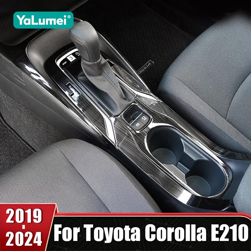 For Toyota Corolla E210 - 2024 Hybrid Stainless Car Gear Shift Panel Cup Frame Cover Trim Stickers Protector