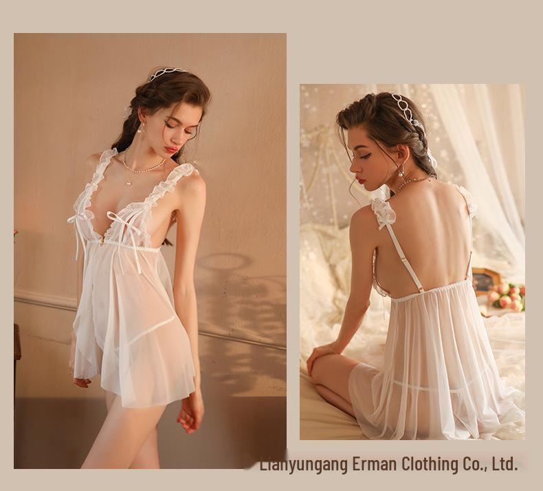 

Sheer Lace Front-Buckle Camisole Nightgown One Size (80-120) белый