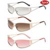3pcs Fashion Women Punk Metal Frame Sunglasses Y2K Hollowed Out Future Sense Sun Glasses Travel Outdoor Unisex Eyewear UV400