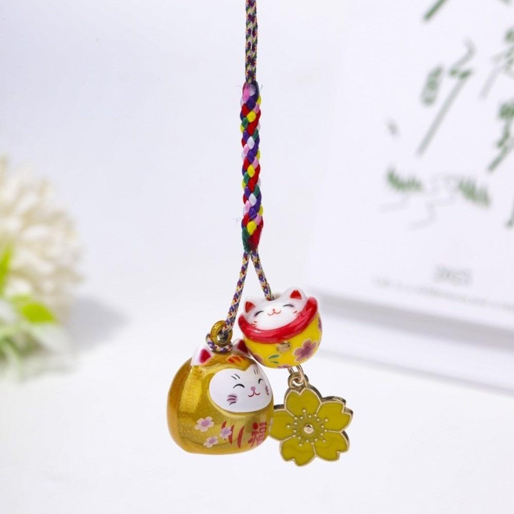 Cherry Blossom Design Lucky Cat Pendant Cherry Blossom Bag Decoration For Children