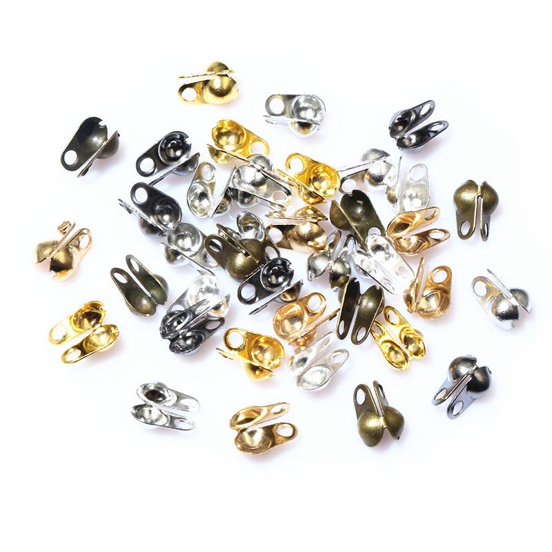 200pcs Fit 1.5/2/2.4/3.2mm Ball Chain Calotte End Crimp Beads Connector Components For DIY Jewelry Making Accessories Findings