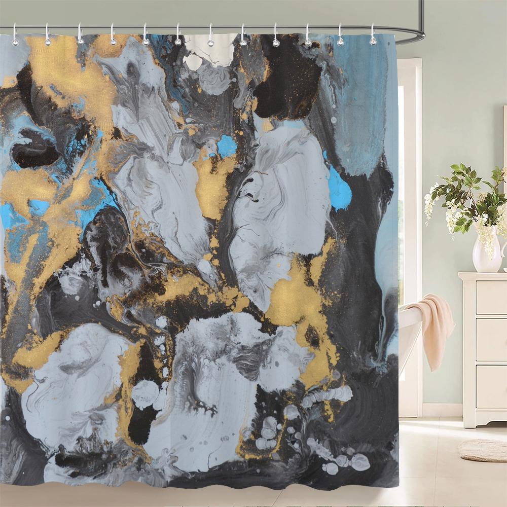 Perdele de duș colorate abstracte din material imprimat 3D, decor pentru casă, dimensiuni multiple, impermeabile, pentru cadă de baie, pentru baie, cu cârlige