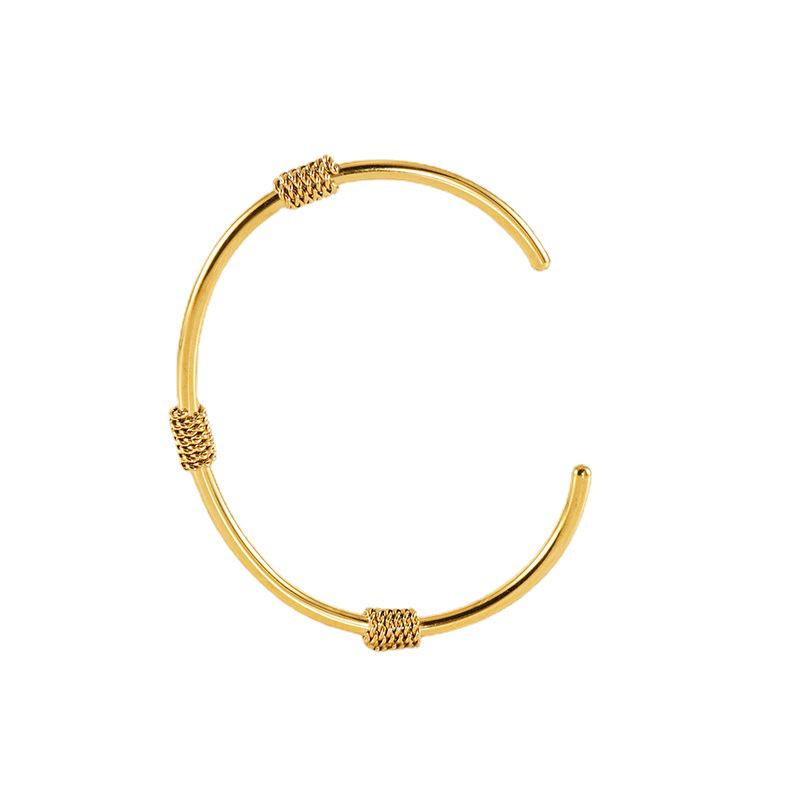 Retro Titanium Steel Adjustable C-Shaped Bangle - European & American INS Style Stainless Steel Women's Bracelet